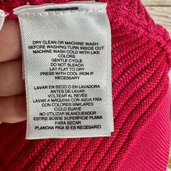 Kasper Hot Pink Open Front‎ Cardigan Ribbed Trim Lightweight Sweater PXL - Picture 5 of 7